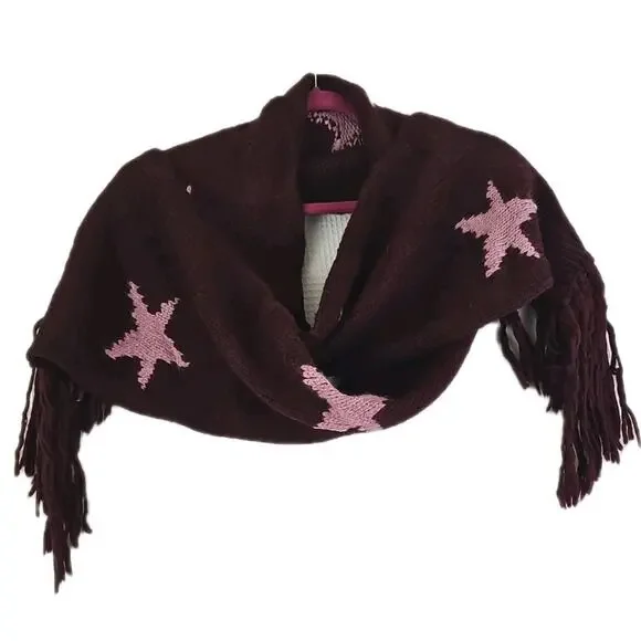 Coach Star Intarsia Long Fringe Scarf Wool Blend Bright Berry Orchid F86021 NWT. - Picture 5 of 14